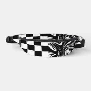 Checks and Swirls - Black and White Bum Bags