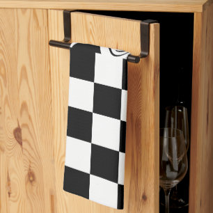 Checks and Swirls - Black and White Tea Towel