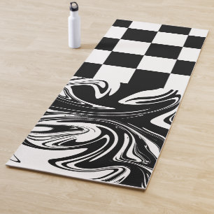 Checks and Swirls - Black and White Yoga Mat