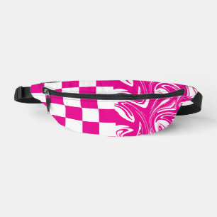 Checks and Swirls in Magenta and White Bum Bags