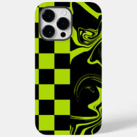 Checks and Swirls - Lime Green and Black