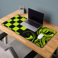 Checks and Swirls - Lime Green and Black