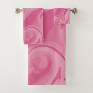 Checks and Swirls - Pink Bath Towel Set