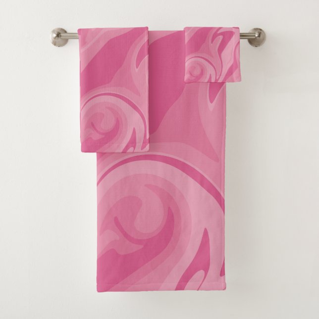 Checks and Swirls - Pink Bath Towel Set (Insitu)