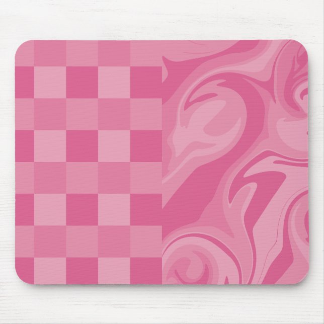 Checks and Swirls - Pink Mouse Pad (Front)