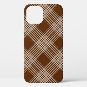 Checks-plaid-tartan-brown-diagonal iPhone 12 Pro Case
