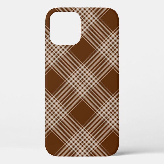 Checks-plaid-tartan-brown-diagonal Case-Mate iPhone Case (Back)