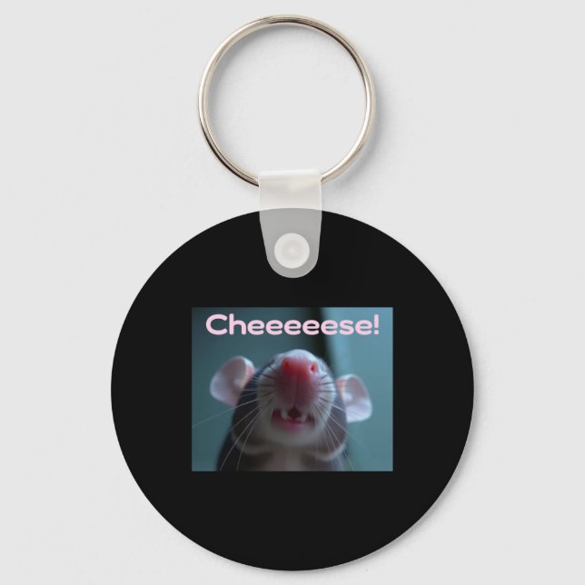 Cheeeeese! Pet Rat Sticker  Key Ring (Front)