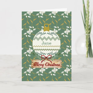 Cheeful Regal Floral Green Holiday Card