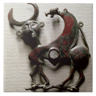 Cheek piece of a horse bit in the form of a human- tile