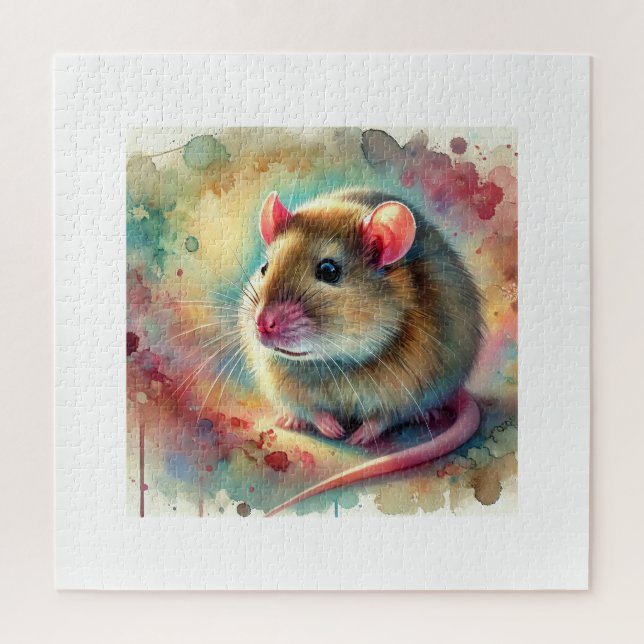 Cheek Pouch Rat 240624AREF125 - Watercolor Jigsaw Puzzle (Vertical)
