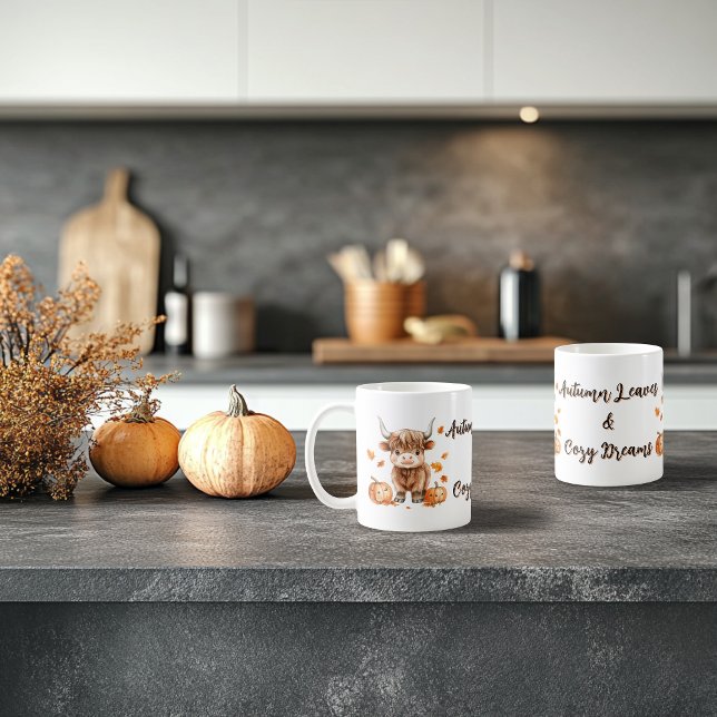 Cheeky Autumn Highland Cow Coffee Mug (Creator Uploaded)