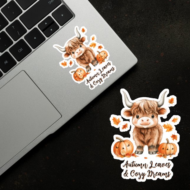 Cheeky Autumn Highland Cow Sticker (Creator Uploaded)