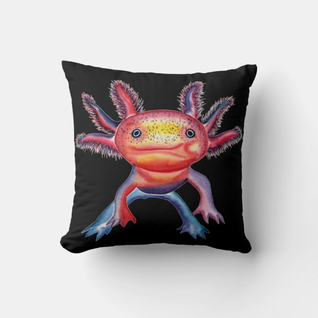 Cheeky Axolotl decorative pillow (Front)