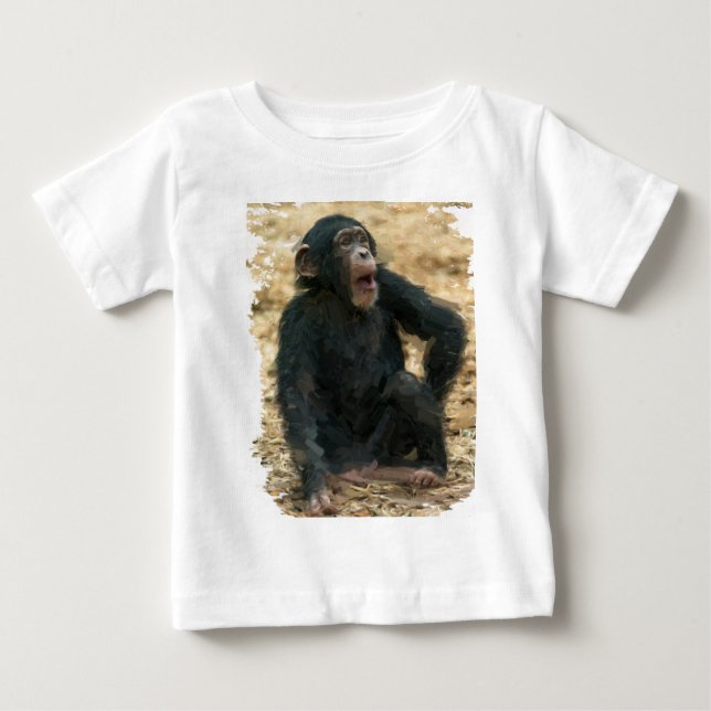 Cheeky baby chimp at play art baby T-Shirt (Front)