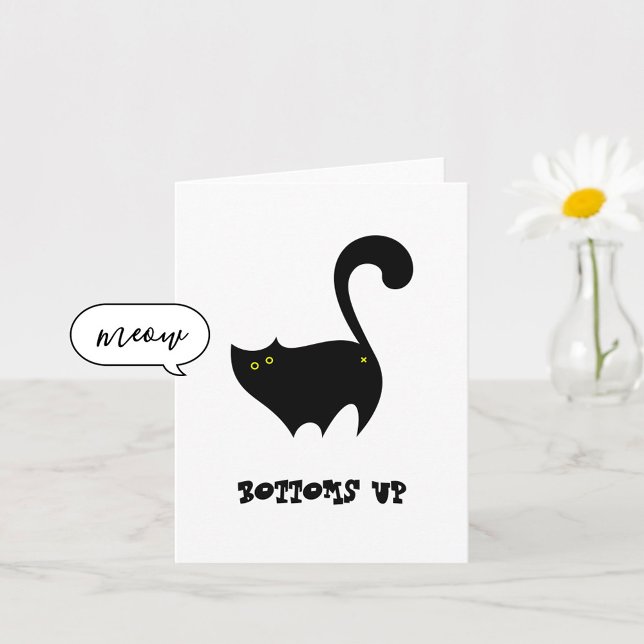 Cheeky Black Cat Bottoms Up Funny Birthday Card (Creator Uploaded)