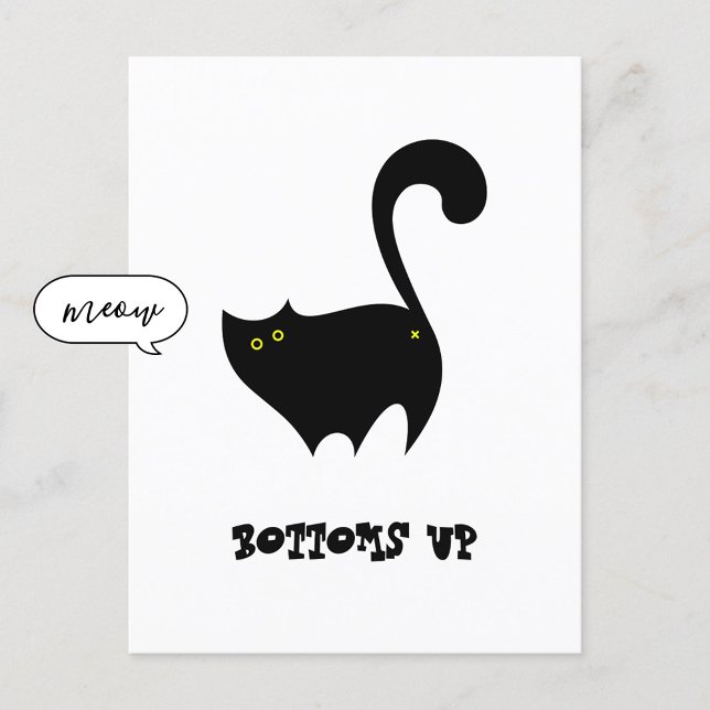 Cheeky Black Cat Bottoms Up Funny Postcard (Creator Uploaded)