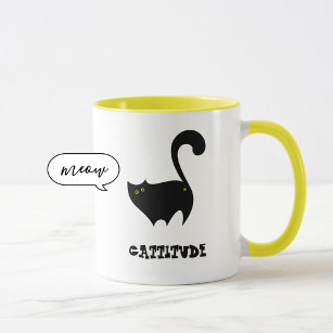 Cheeky Black Cat with Cattitude Funny Mug