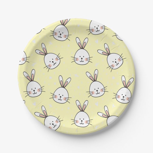 Cheeky Bunnies Pattern Paper Plate (Front)