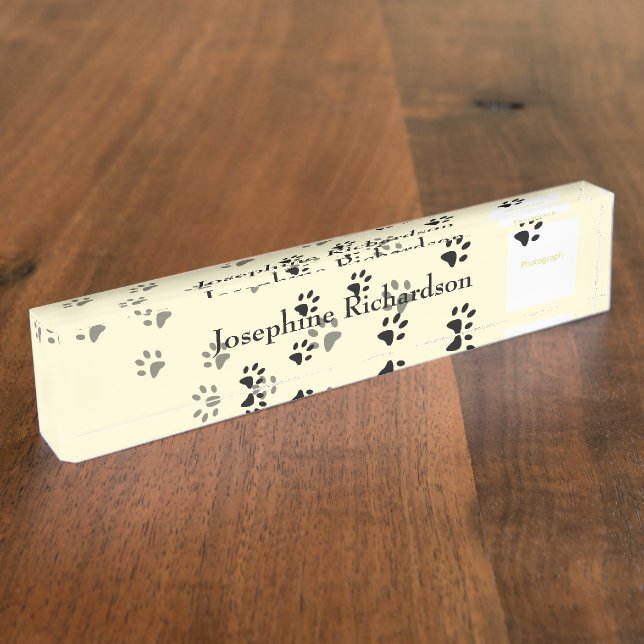 Cheeky Cat Footprints Template Nameplate (Side)