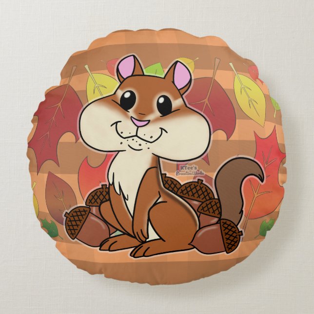 Cheeky Chipmunk - Round Cushion (Front)