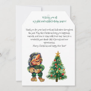 Cheeky Christmas Troll and Tree Delight Holiday Card