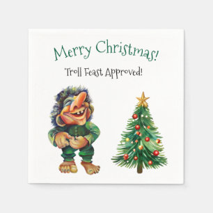 Cheeky Christmas Troll and Tree Delight Napkin