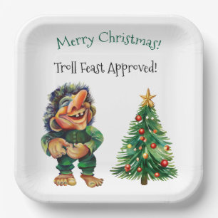 Cheeky Christmas Troll and Tree Delight Paper Plate
