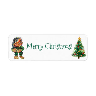 Cheeky Christmas Troll and Tree Delight  Return Address Label