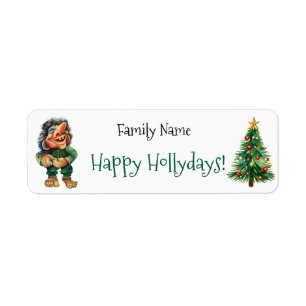 Cheeky Christmas Troll and Tree Delight  Return Address Label