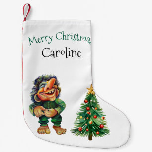 Cheeky Christmas Troll and Tree Delight Small Christmas Stocking