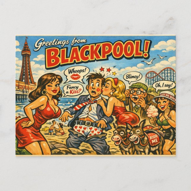 Cheeky Classic Blackpool Postcard (Front)
