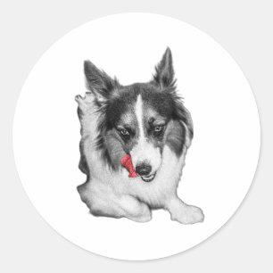 Cheeky Corgi Red Tongue Classic Round Sticker