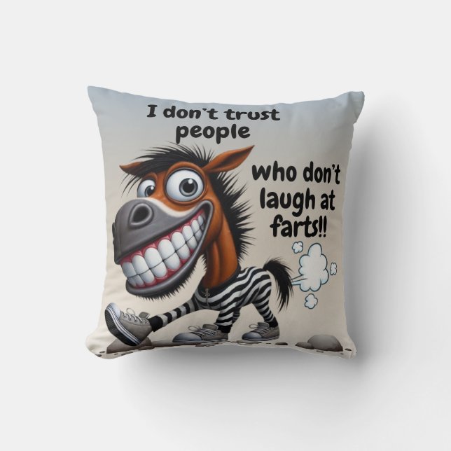 Cheeky Donkey Throw Pillow - Whimsical and Fun (Front)