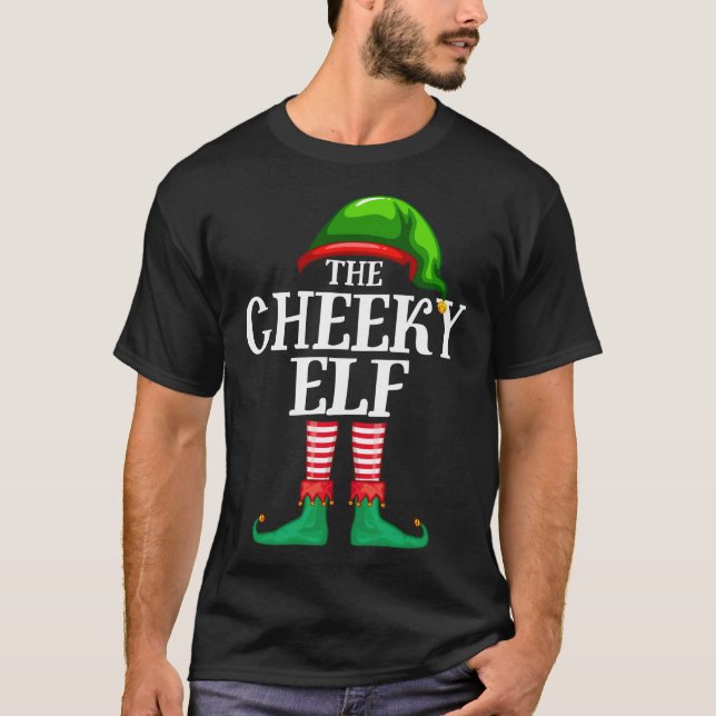 Cheeky Elf Matching Family Christmas Pajama T-Shirt (Front)