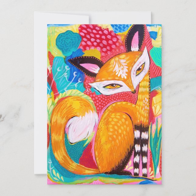 Cheeky Fox Mini Art Print Invitation (Front)