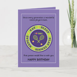 Cheeky Happy Birthday, purple 🎾Tennis Birthday 🎉 Card