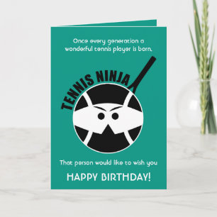 Cheeky Happy Birthday 🎾Tennis Ninja green💚 Card
