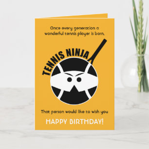 Cheeky Happy Birthday 🎾Tennis Ninja yellow 💛 Car Card