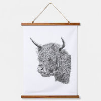 Cheeky Highland Cow Rustic Cattle Art Farm Animal 