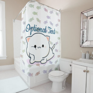 Cheeky Kawaii Style Kitten   Shower Curtain