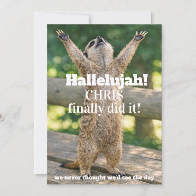 🎓🦥Cheeky Meerkat Celebration Card – Custom  (Front)