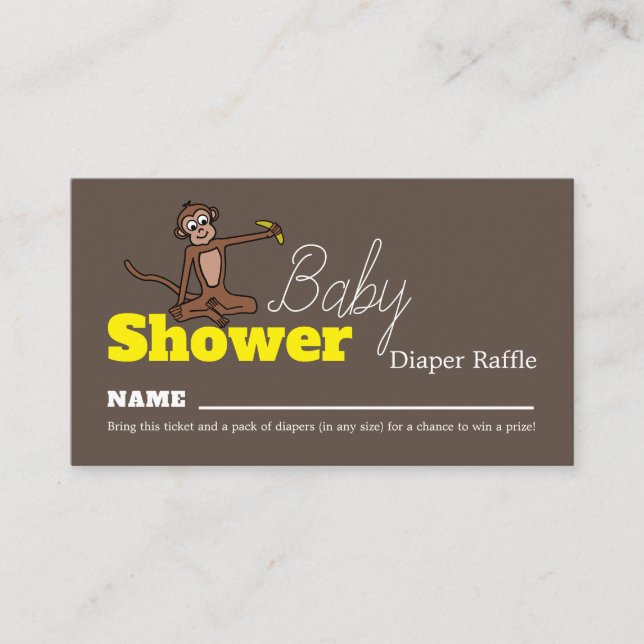 Cheeky Monkey, Baby Shower Diaper Raffle Enclosure Card (Front)