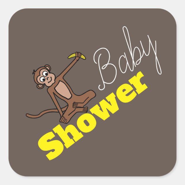 Cheeky Monkey, Baby Shower Square Sticker (Front)