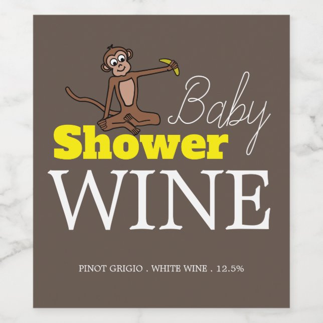 Cheeky Monkey, Baby Shower Wine Label (Single Label)