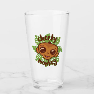 Cheeky Monkey Cute Cartoon Primate Drawing Glass