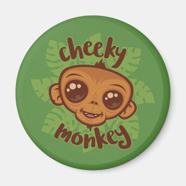 Cheeky Monkey Cute Cartoon Primate Drawing Magnet (Front)