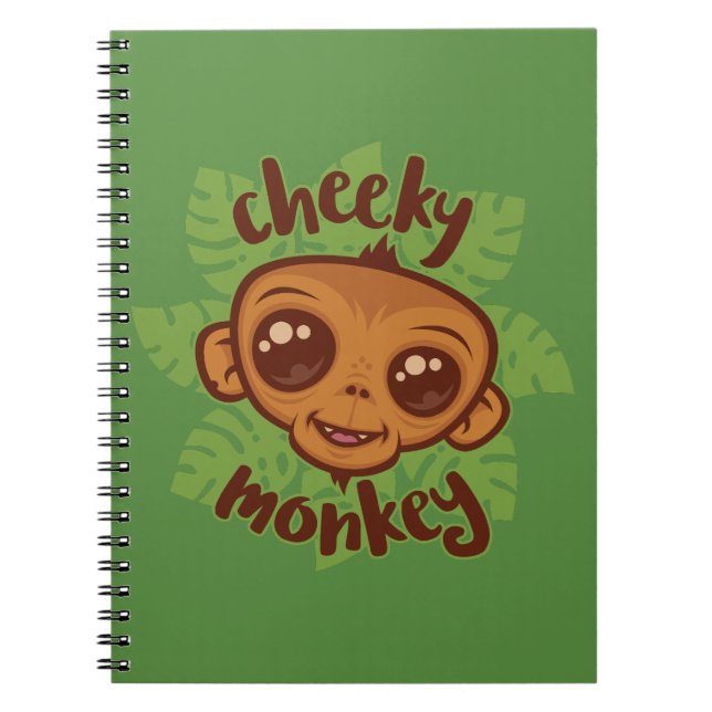 Cheeky Monkey Cute Cartoon Primate Drawing Notebook (Front)