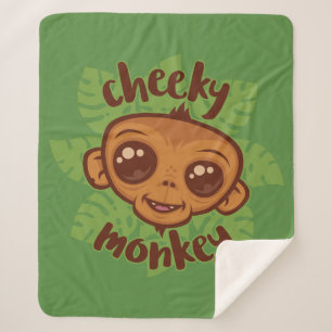 Cheeky Monkey Cute Cartoon Primate Drawing Sherpa Blanket