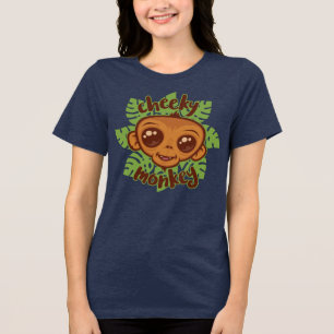 Cheeky Monkey Cute Cartoon Primate Drawing Tri-Blend Shirt